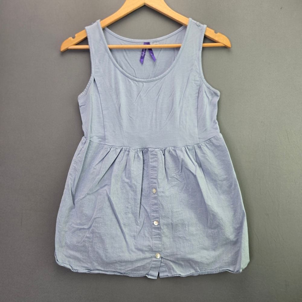 Seraphine Maternity Tank Top Nursing Button Front XS Blue Empire Sleeveless